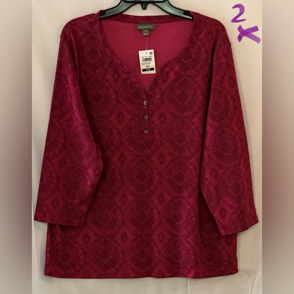 Style & Co. Deep Red Tunic Top